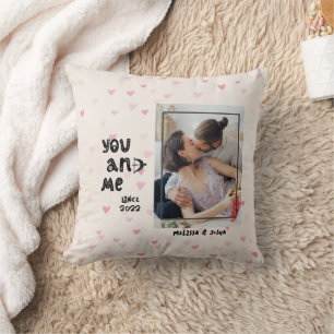 Romantic You and Me Hearts Photo Kussen