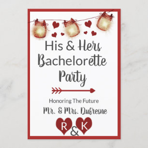 Romantic Zijne & Hers Bachelorette Kaart