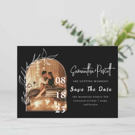 Romantic - Zwarte Arch met fijne smaak - sla de da Kaart (Staand voorkant)