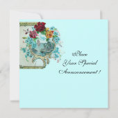 ROMANTİCA 3 MONOGRAM Roze Blauw Trouwen Aankondiging (Achterkant)