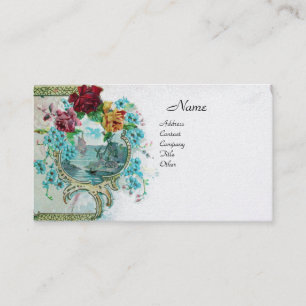 ROMANTICA Antiek Flowers Rozen, Floral White Pearl Visitekaartje