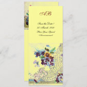 ROMANTİCA Blue Yellow Floral Wedding Programme Kaart (Voorkant / Achterkant)