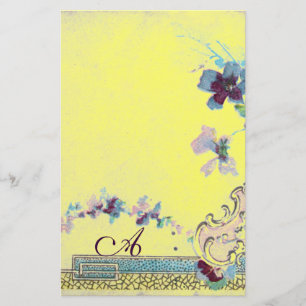 ROMANTİCA Bright Yellow Weddenschap Floral Monogra Briefpapier