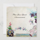 ROMANTICA Floral Blue Pink White WeduwMonogram Kaart (Achterkant)