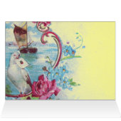 ROMANTICA, JAUNE BLEU ROSE BLEU FLORAL AVEC DOVE (Intérieur Horizontal (Haut))