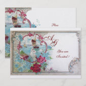 ROMANTICA  MONOGRAAM, rood blauw roze wit ijs Kaart (Voorkant / Achterkant)