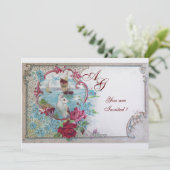 ROMANTICA  MONOGRAAM, rood blauw roze wit ijs Kaart (Staand voorkant)