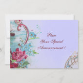 ROMANTICA  MONOGRAM Bloem Roze Blauw Bruiloft Fees Save The Date (Achterkant)
