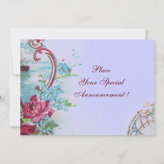 ROMANTICA  MONOGRAM Bloem Roze Blauw Bruiloft Fees Save The Date (Achterkant)