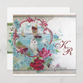 ROMANTİCA MONOGRAM, champagne-metallisch papier Aankondiging (Voorkant / Achterkant)