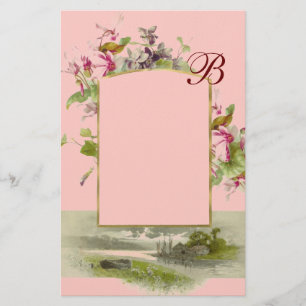 ROMANTİCA MONOGRAM/CYCLAMENS, roze groen Briefpapier