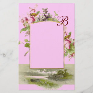 ROMANTİCA MONOGRAM/CYCLAMENS, roze groen Briefpapier