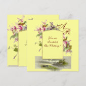 ROMANTİCA MONOGRAM/CYCLAMENS, roze groen geel Kaart (Voorkant / Achterkant)