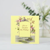 ROMANTİCA MONOGRAM/CYCLAMENS, roze groen geel Kaart (Staand voorkant)