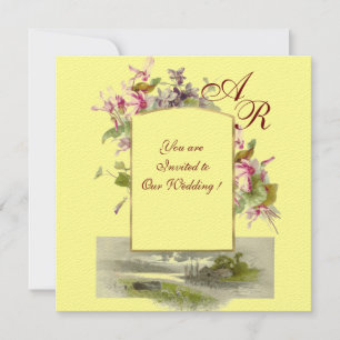 ROMANTİCA MONOGRAM/CYCLAMENS, roze groen geel Kaart