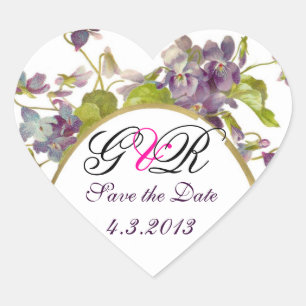 ROMANTİCA MONOGRAM/PAARSE VIOLETS BEWAREN DE DATUM HART STICKER