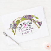 ROMANTİCA MONOGRAM/PAARSE VIOLETS BEWAREN DE DATUM OVALE STICKER (Envelop)