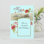 ROMANTİCA-MONOGRAM/POPPIËN, rood, groen, blauw Kaart (Staand voorkant)