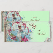 ROMANTICA  MONOGRAM, rood wit blauw roze groen Kaart (Voorkant / Achterkant)