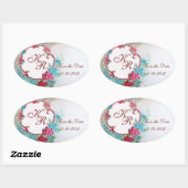 ROMANTICA MONOGRAM, Save the Date, white hart Ovale Sticker (Vel)