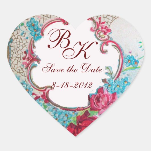 ROMANTICA MONOGRAM, Save the Date, white hart Sticker (Voorkant)