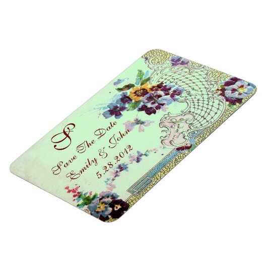 ROMANTİCA MONOGRAM, sparen de Datum, groen Magneet (Linkerzijde)