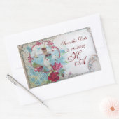 ROMANTICA MONOGRAM, sparen de Datum Rechthoekige Sticker (Envelop)