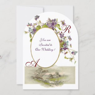 ROMANTİCA MONOGRAM/VIOLETS, groen paars wit Kaart