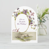 ROMANTİCA MONOGRAM/VIOLETS, groen paars wit Kaart (Staand voorkant)