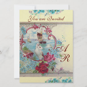 ROMANTİCA MONOGRAM White Champagne Metallic paper Kaart