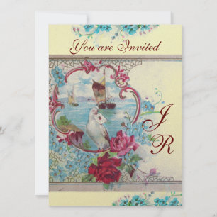 ROMANTİCA MONOGRAM Witte Champagne Metallic papie Kaart