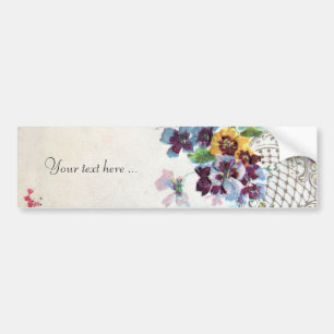 ROMANTICA Pansies Roze Blauw Wit Berichten Floral Bumpersticker