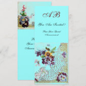 ROMANTİCA Pink Blue Floral Wedding Programme (Devant / Derrière)