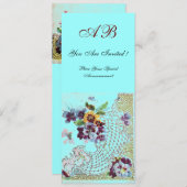 ROMANTİCA Pink Blue Floral Wedding Programme Programma (Voorkant / Achterkant)