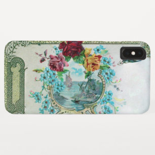 ROMANTICA /ROZEN,BLAUWE BLOEMEN MET WITTE VOGEL iPhone XS MAX HOESJE