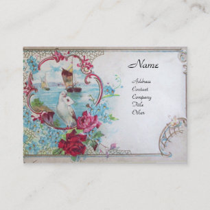 ROMANTICA ROZEN, BLAUWE BLOEMEN ,WITTE DUIF Bloeme Visitekaartje