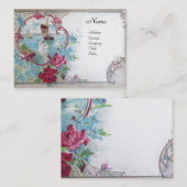 ROMANTICA, ROZEN, BLAUWE STROMEN, witte duif Visitekaartje (Voorkant / Achterkant)