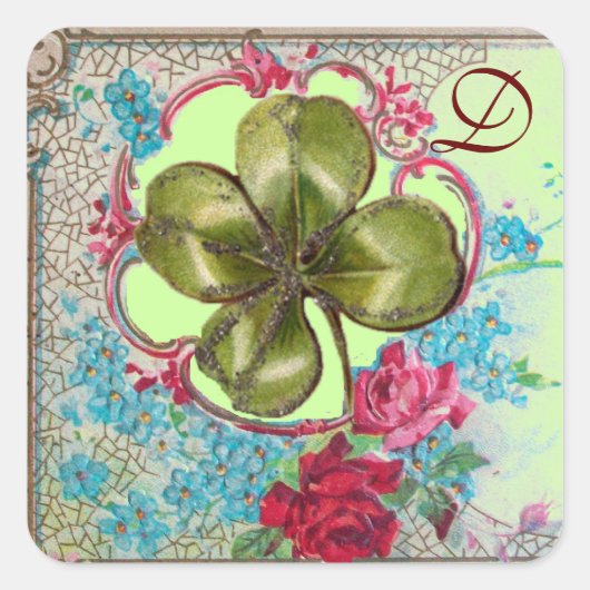 ROMANTICA / ST.PATRICK-MONOGRAM VOOR SHAMROCK VIERKANTE STICKER (Voorkant)
