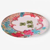 ROMANTICA ,ST.PATRICK'S SHAMROCKS EN ROZEN Bloemst Papieren Bordje (Gekanteld)