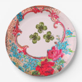 ROMANTICA ,ST.PATRICK'S SHAMROCKS EN ROZEN Bloemst Papieren Bordje (Voorkant)
