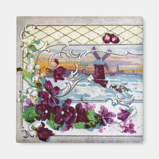 ROMANTICA winterlandschap met pansieën Magneet (Voorkant)