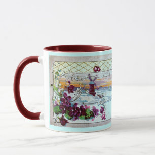 ROMANTICA Winterlandschap, Pansies, Floral Swirls Mok