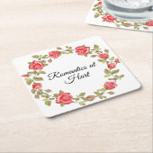 Romantics at Hart Vierkante Kartonnen Onderzetter (Schuin)