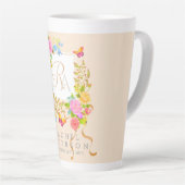 Romantiek Bloeiende Tuin Monogram Beige Latte Mok (Rechterhoek)