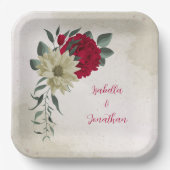 Romantiek rood & bleek geel papieren bordje (Voorkant)