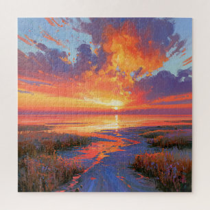 Romantieke Huisdecoratie Zonsondergang Canvasprint Legpuzzel