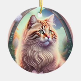 Romantik Katze mit Blumen Keramisch Ornament