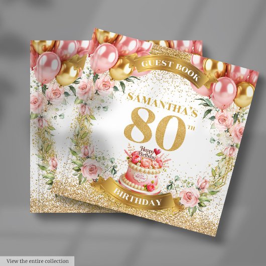 Romantique 80e anniversaire Livre d'hôtes Blush Ba