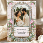 Romantique Art Nouveau Faire-part de mariage rose 