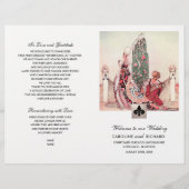 Romantique Art Vintage Programme de mariage plié (Devant)